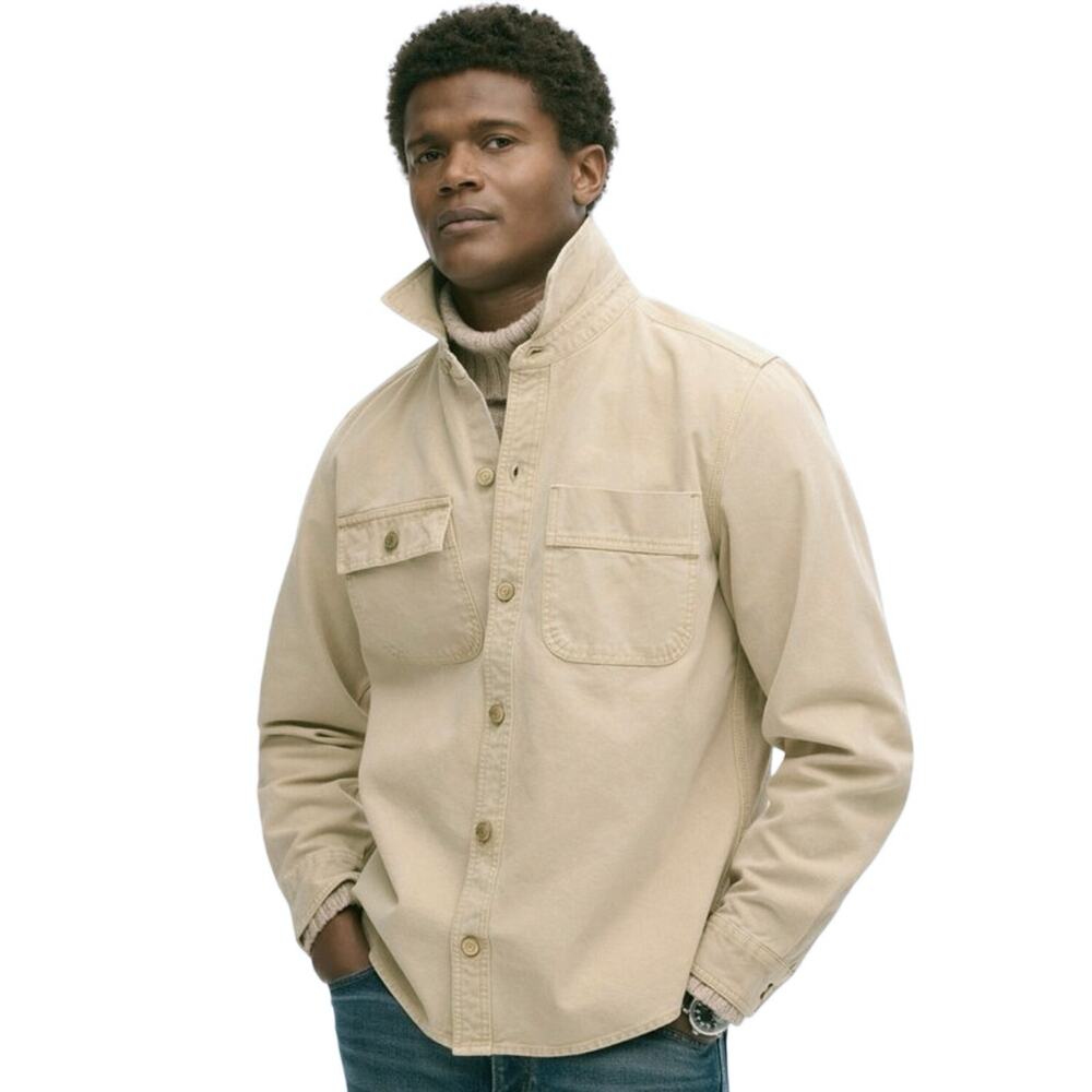 SUPERDRY Men’s Button Front Khaki Canvas Workshirt Overshirt